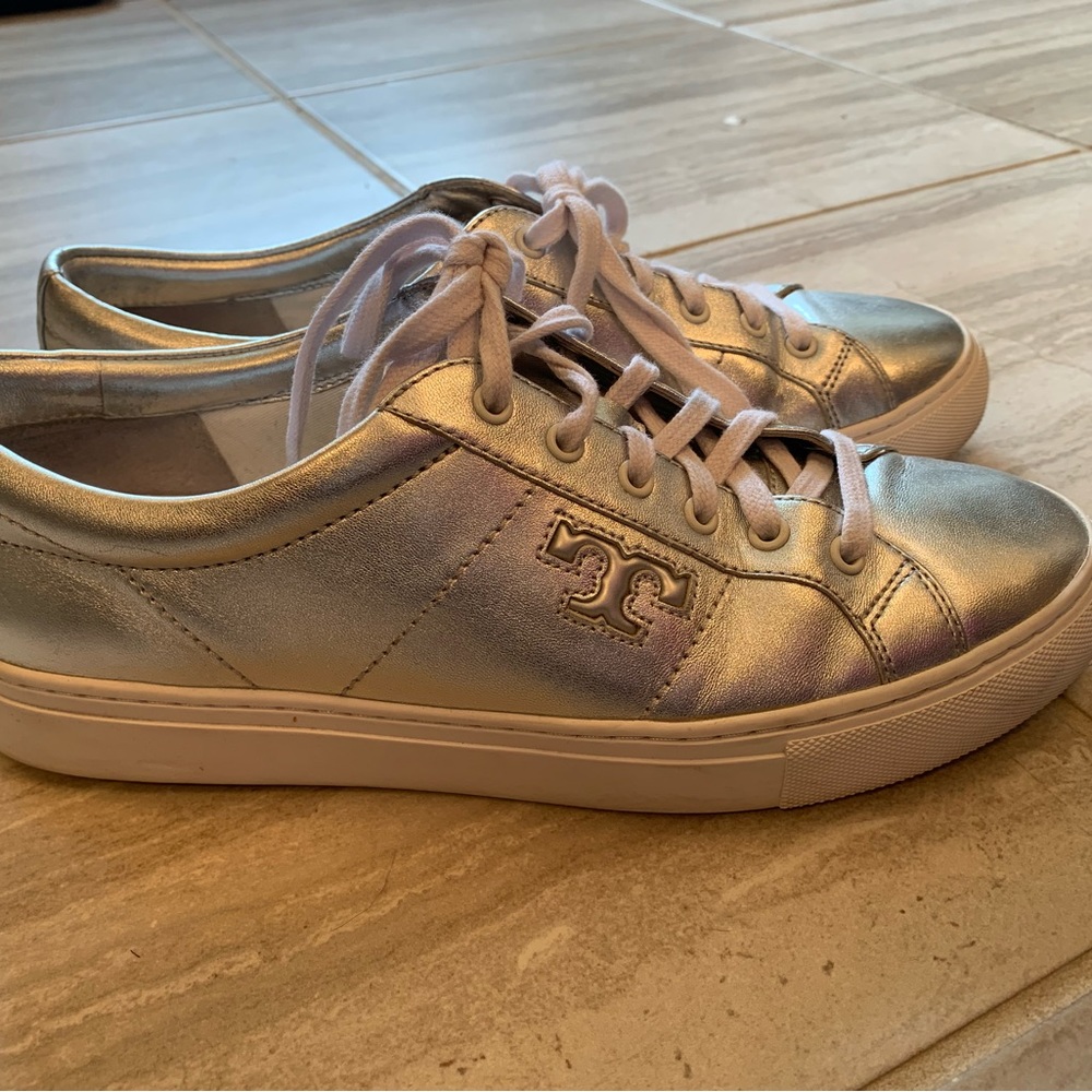 Tory Burch Silver Tennis Shoes